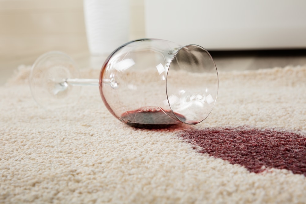 how to remove wine stains from carpet after it has dried